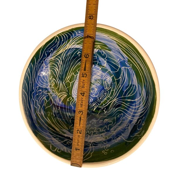 Signed Ceramic Pottery Sea Turtle Bowl - Picture 5 of 6